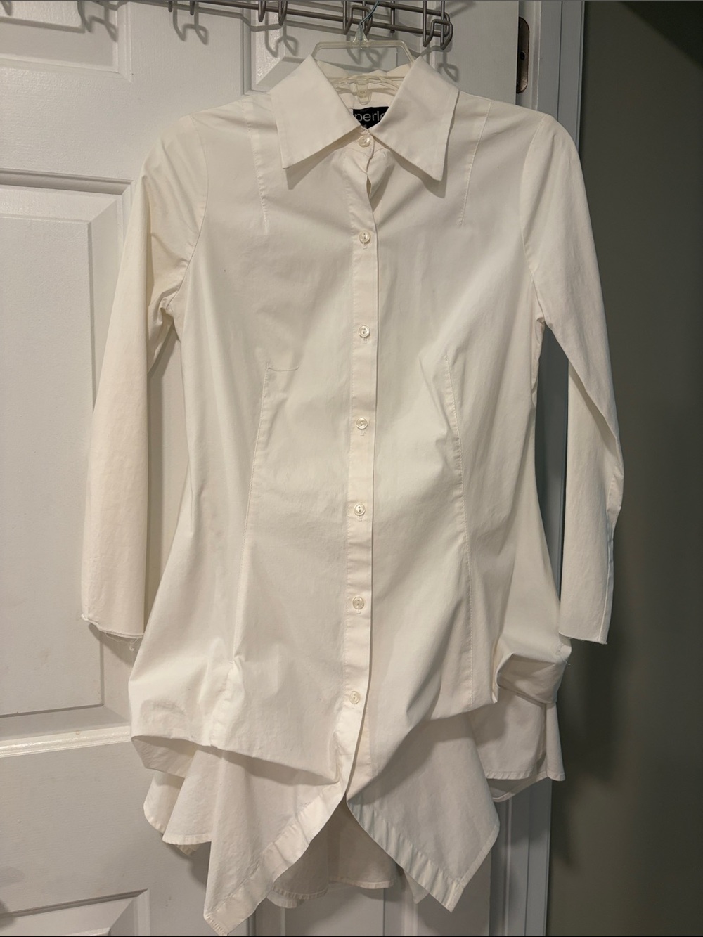 Perle Classic White Button-Down Tunic Shirt - Women